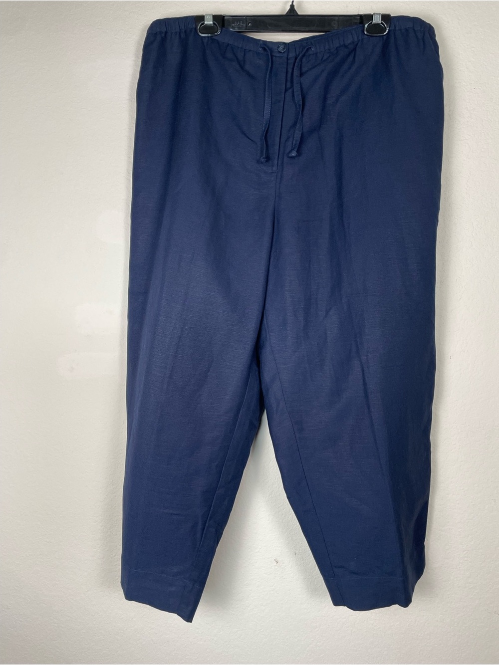 Title: First Issue Woman Navy Linen Rich Cropped Drawstring Pants Size 20W